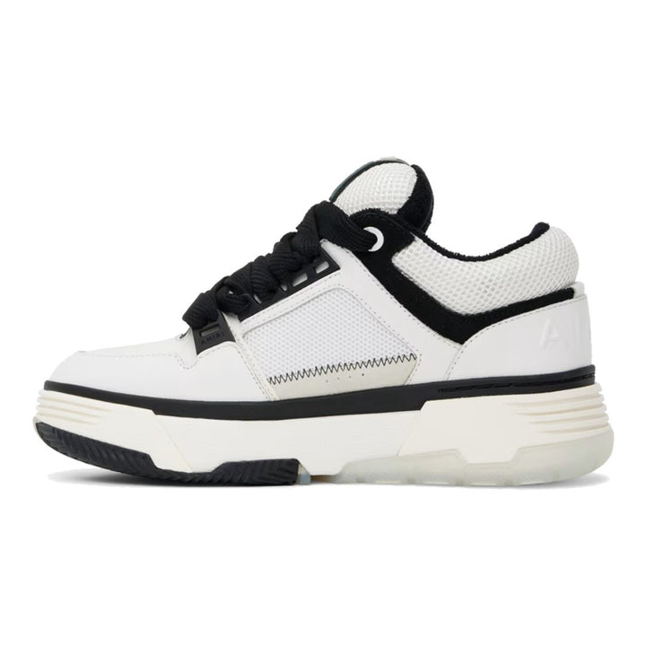 Amiri MA-1 Luxus-Sneaker Weiß Schwarz Leder Chenille Skater-Stil High-End