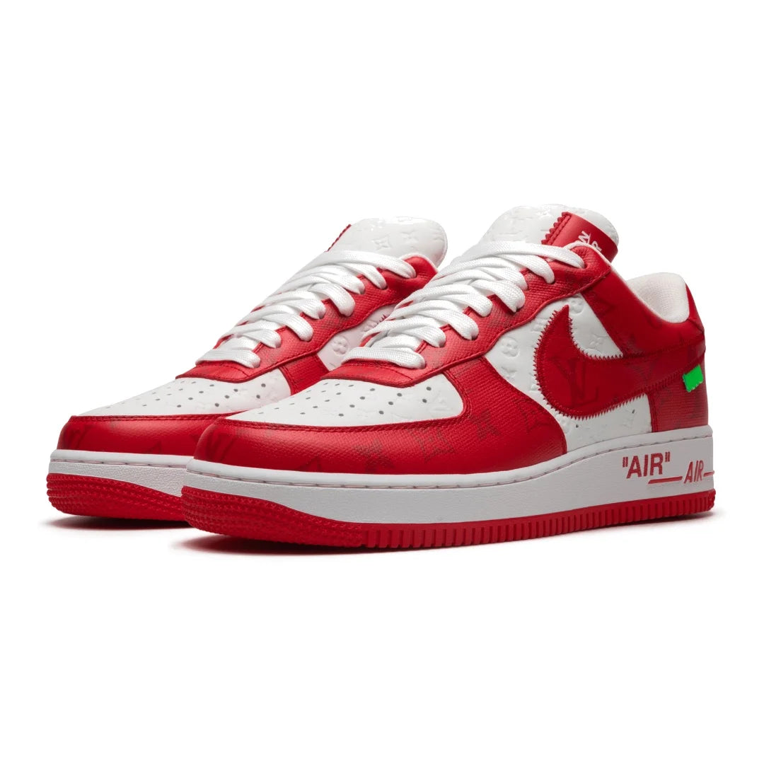 Luxuriöse Nike Louis Vuitton Air Force 1 Low Virgil Abloh Weiß Rot Sneaker