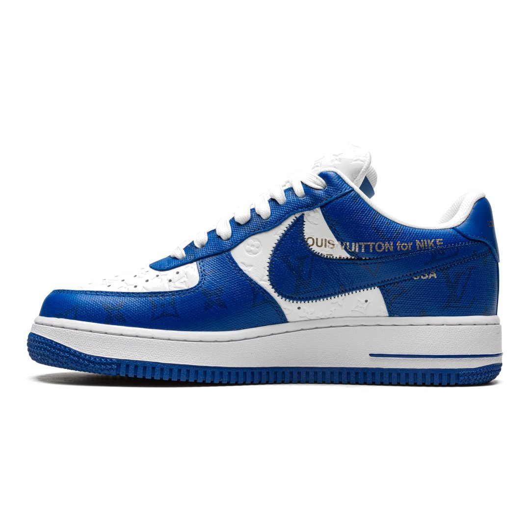 Exklusive Nike Louis Vuitton Air Force 1 Low Virgil Abloh Weiß/Blau Monogramm Sneaker