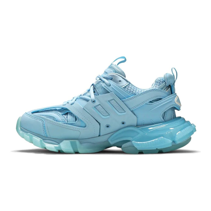 Balenciaga Track Hellblaue Lederfreie Sneaker mit Dynamischer Sohle und Faded-Look