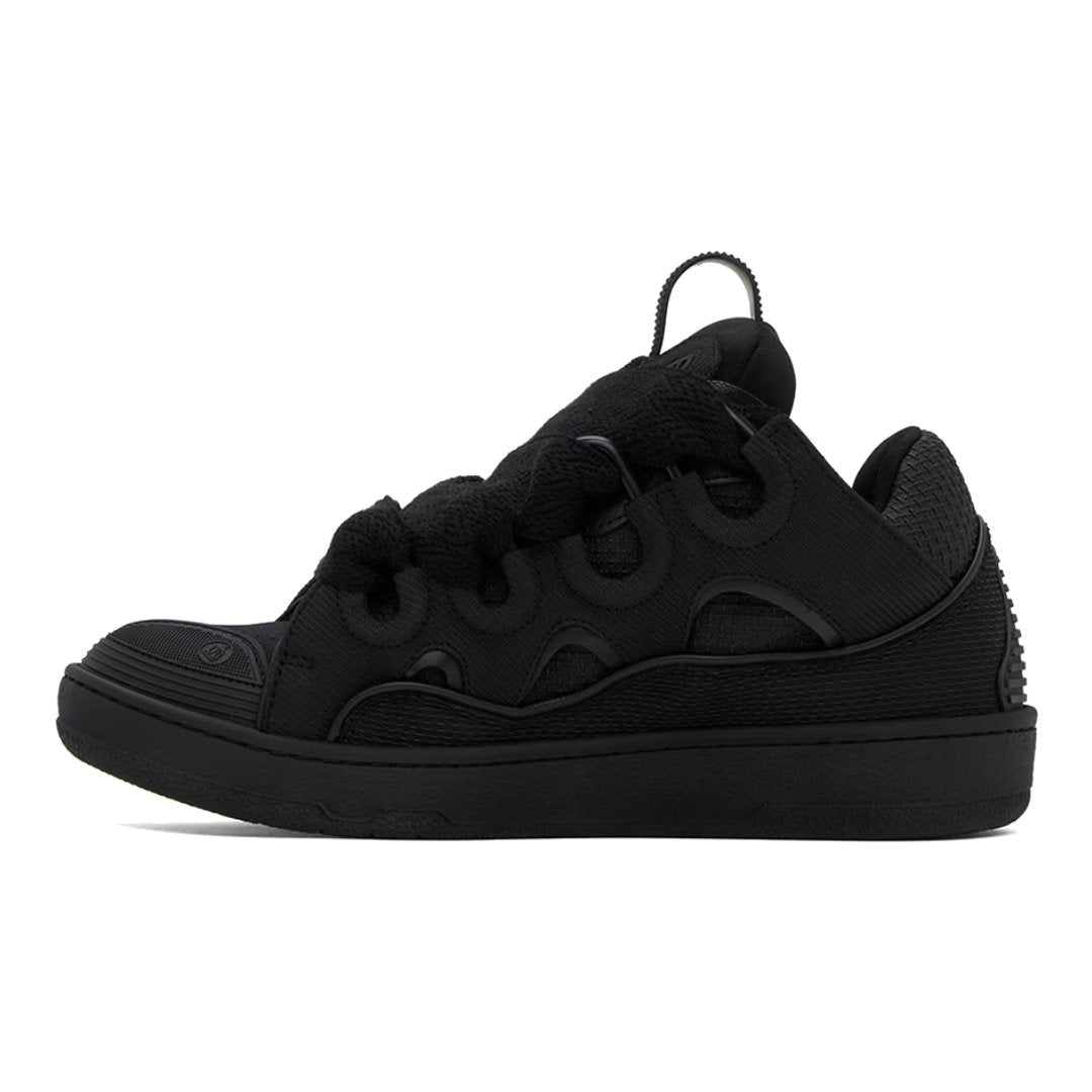 Lanvin Curb Low-Top Sneaker: Schwarzes Kalbsleder Wildleder Mesh Luxus Design