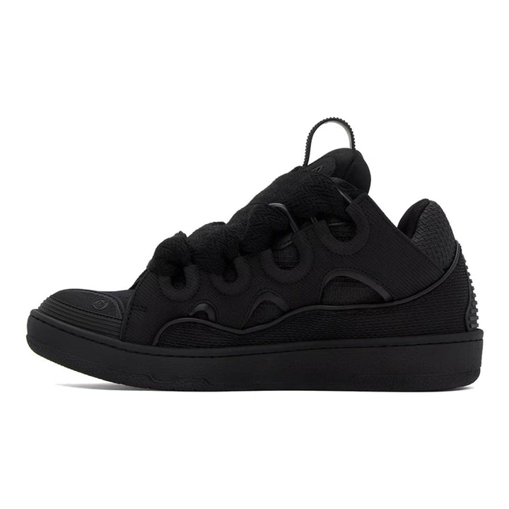 Lanvin Curb Low-Top Sneaker: Schwarzes Kalbsleder Wildleder Mesh Luxus Design