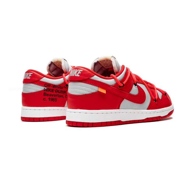 Exklusiver Nike Dunk Low Off-White University Red Sneaker Herrenschuh mit Doppel-Schnürsystem