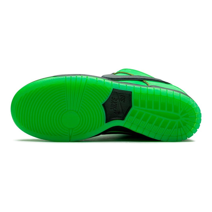 Nike SB Dunk Powerpuff Girls Buttercup Glänzende Leder Sneaker Grüne Edition
