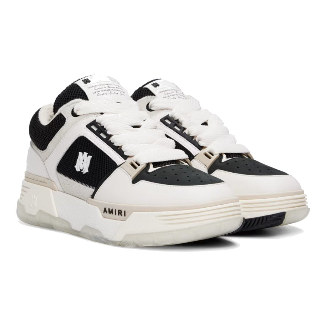 Amiri MA-1 High-Top Sneaker Schwarz Weiß Leder Chenille Klobiger Skater-Stil