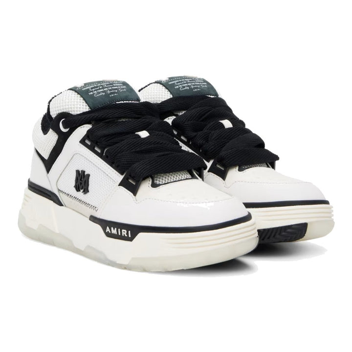 Amiri MA-1 Luxus-Sneaker Weiß Schwarz Leder Chenille Skater-Stil High-End