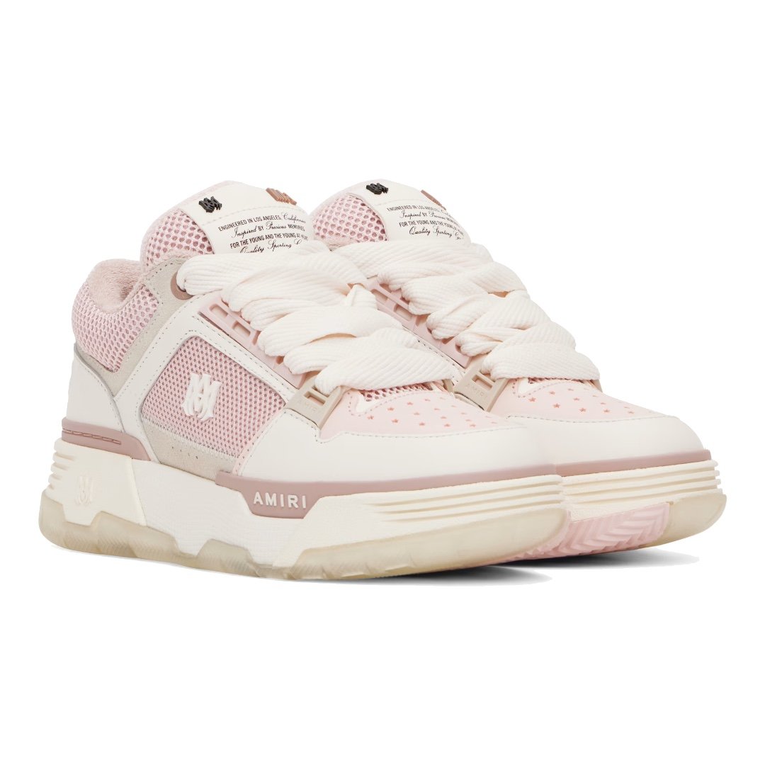 Amiri MA-1 Weiß Pink Leder-Sneaker: Luxuriöser Skater-Stil mit Plateau-Sohle