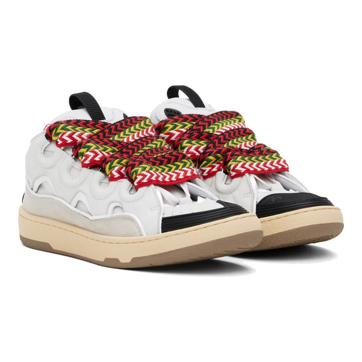 Lanvin Curb Sneaker Weiß – Edles Kalbsleder, Nubuk & Mesh Low-Top Design