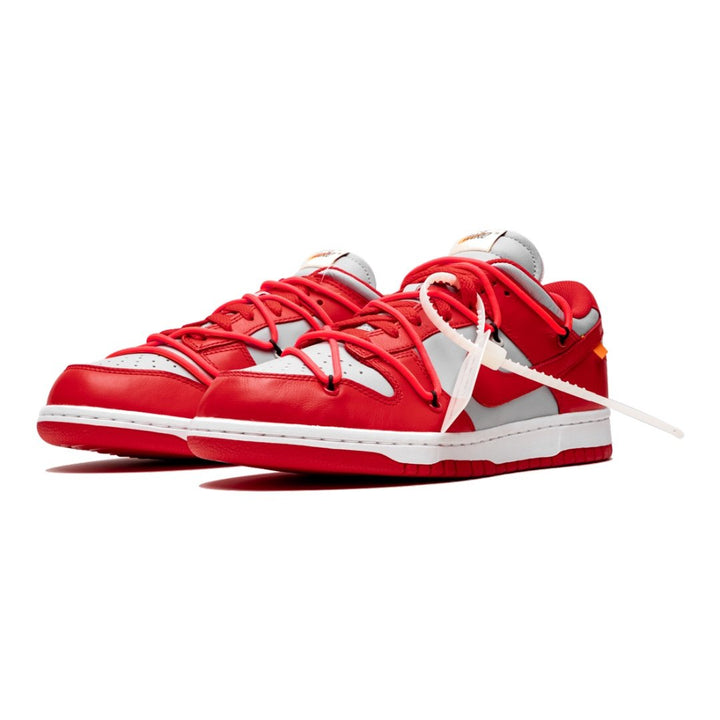 Exklusiver Nike Dunk Low Off-White University Red Sneaker Herrenschuh mit Doppel-Schnürsystem