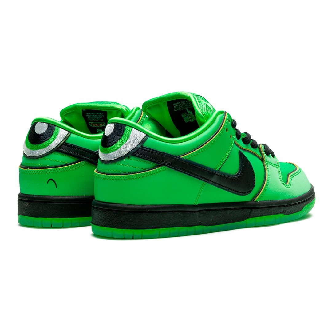Nike SB Dunk Powerpuff Girls Buttercup Glänzende Leder Sneaker Grüne Edition
