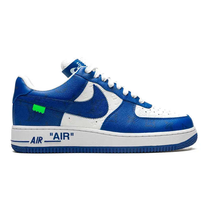 Exklusive Nike Louis Vuitton Air Force 1 Low Virgil Abloh Weiß/Blau Monogramm Sneaker