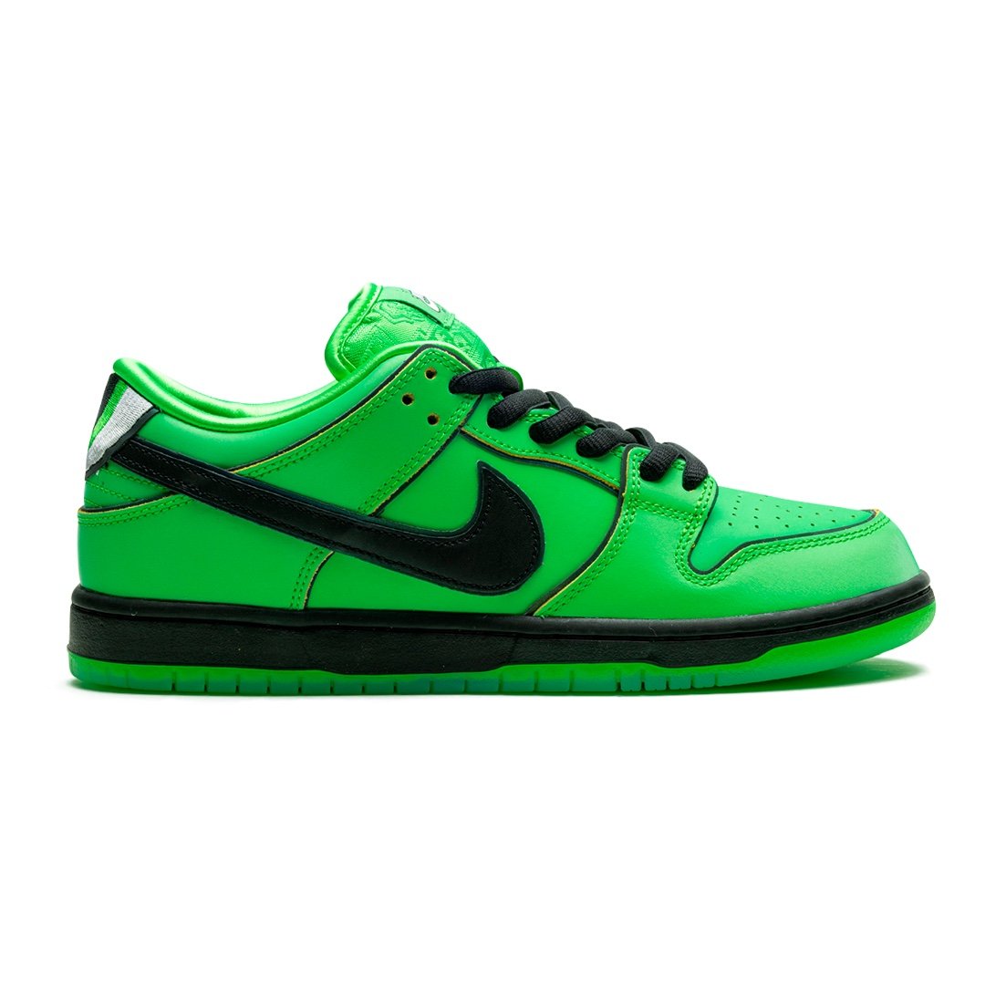 Nike SB Dunk Powerpuff Girls Buttercup Glänzende Leder Sneaker Grüne Edition