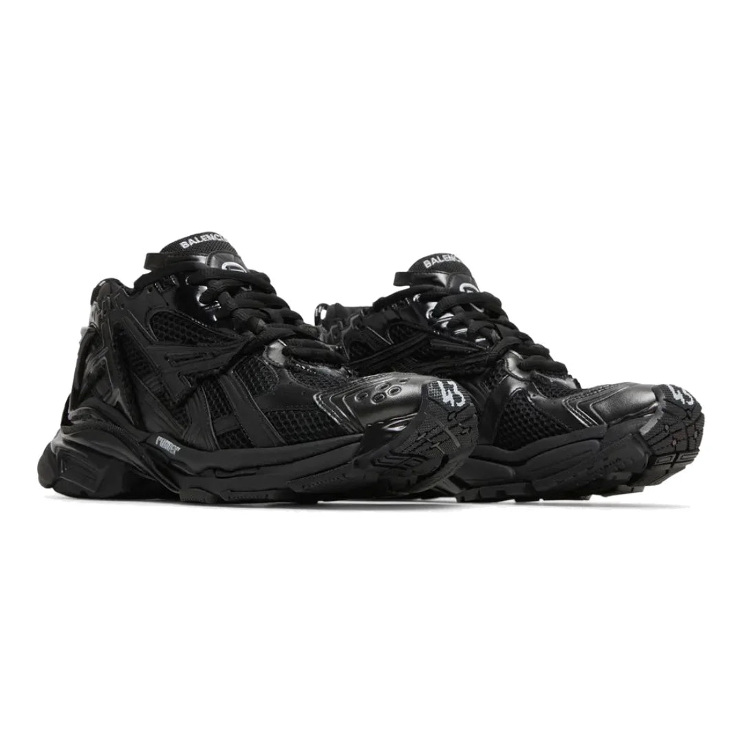 Luxuriöse Balenciaga Runner Schwarz Distressed Mesh Nylon Sneaker Ohne Leder