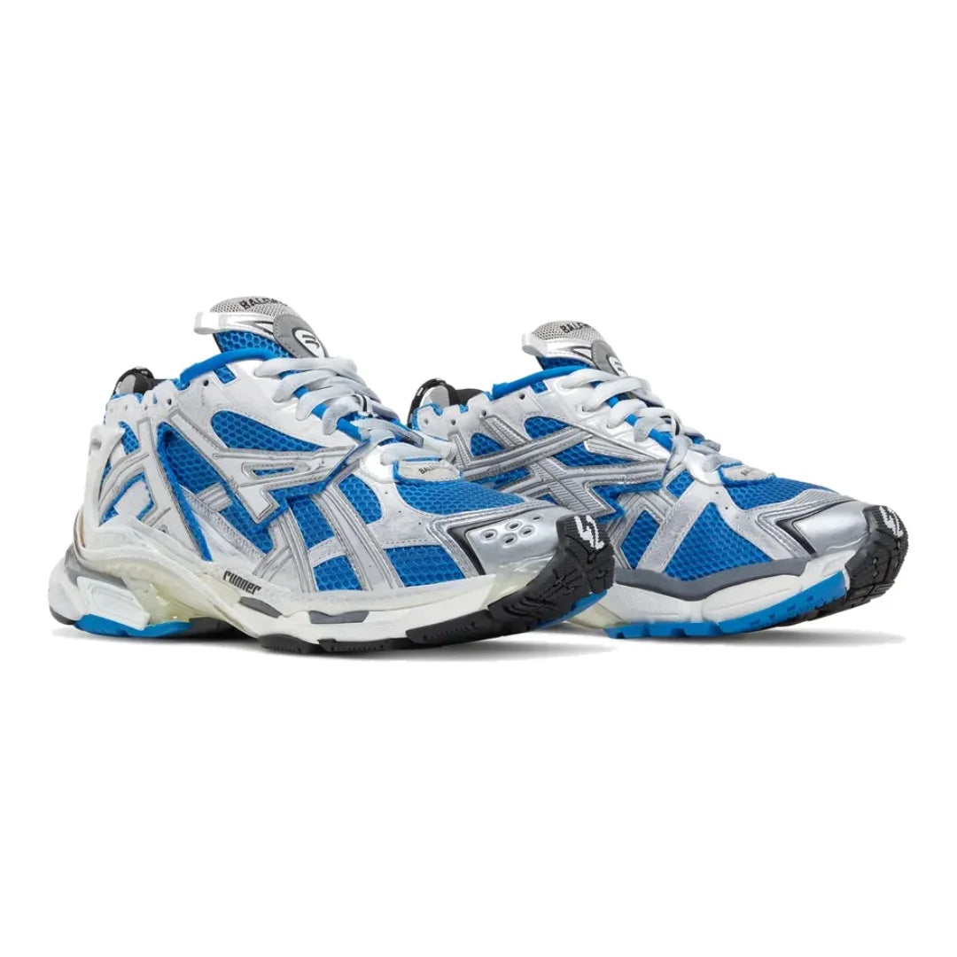 Balenciaga Runner Blue Herren Sneaker: Mesh-Nylon, Used-Look, Komfortabler Sport-Chic