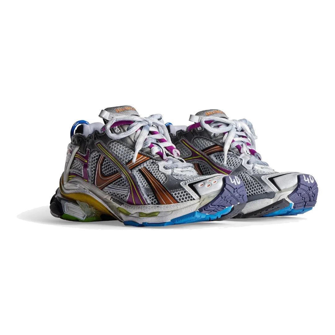 Balenciaga Runner Multicolor Sneakers: Stylische Mesh-Nylon-Schuhe mit Used-Look & Marken-Details