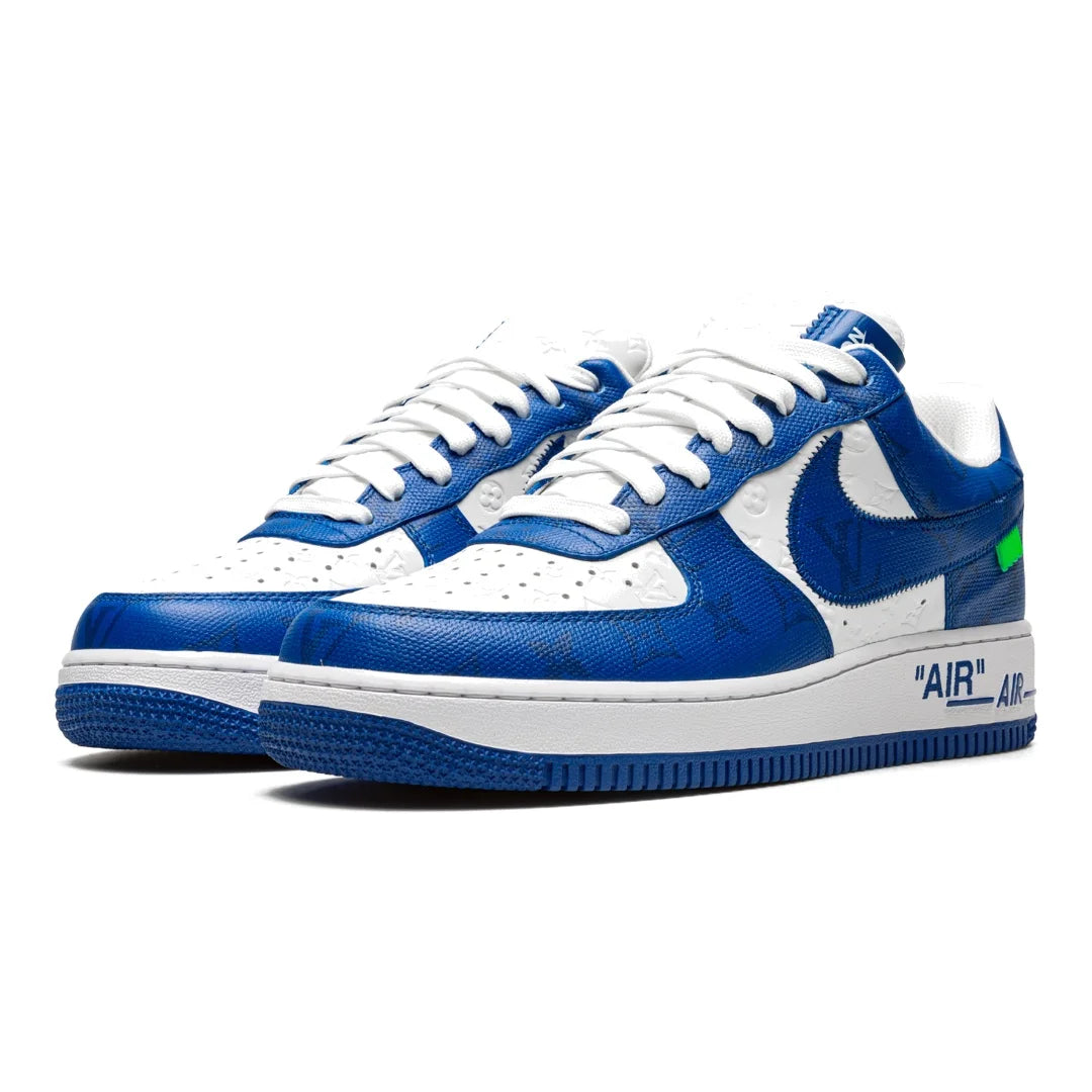 Exklusive Nike Louis Vuitton Air Force 1 Low Virgil Abloh Weiß/Blau Monogramm Sneaker