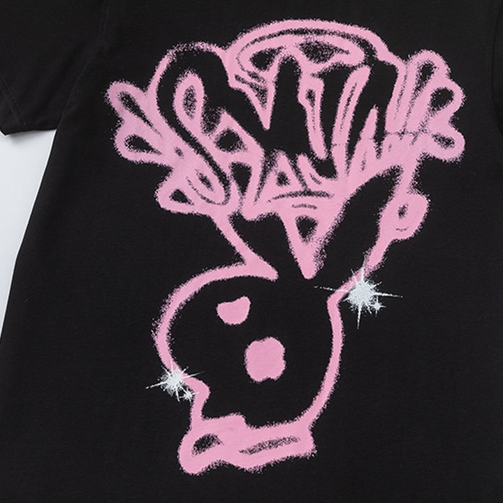 Syna World Hasen-Motiv T-Shirt: Stylisches Baumwollshirt für Streetwear-Fans, Unisex