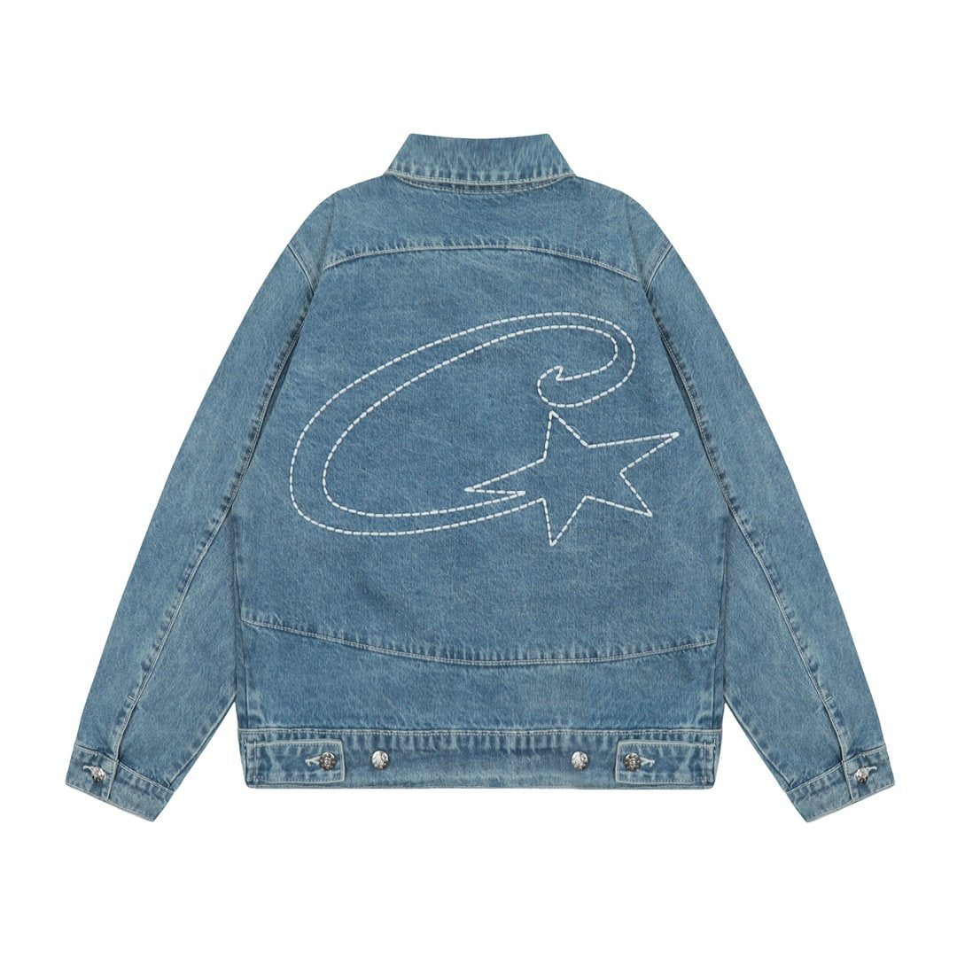 Corteiz Blaues Denim Set: Stylische Jacke & Jeans für Exklusiven Streetwear Look