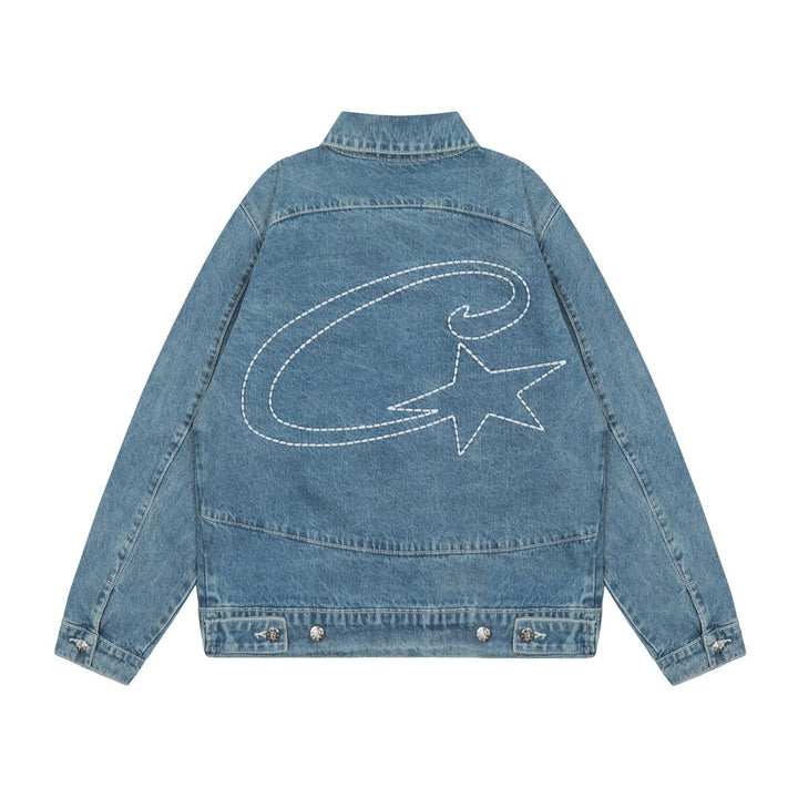 Corteiz Blaues Denim Set: Stylische Jacke & Jeans für Exklusiven Streetwear Look