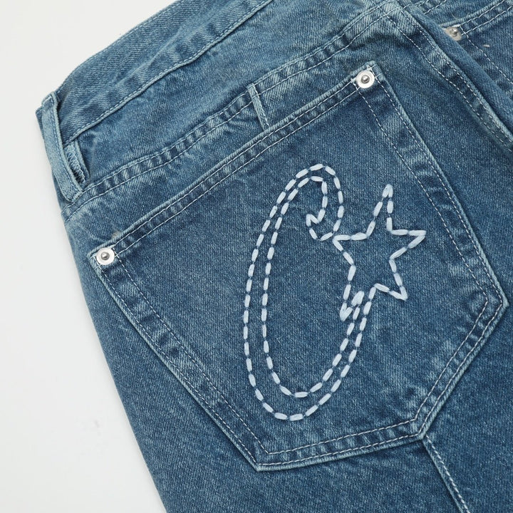 Corteiz Blaues Denim Set: Stylische Jacke & Jeans für Exklusiven Streetwear Look