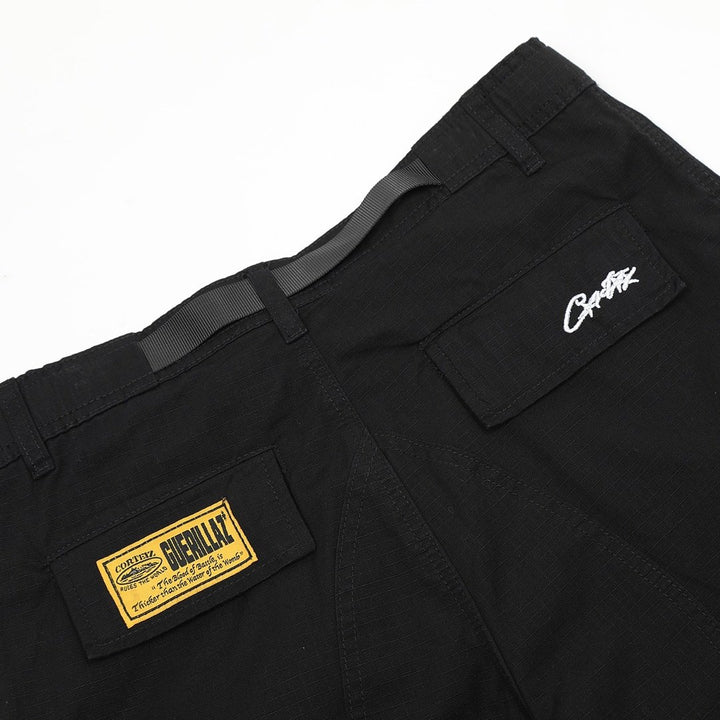 Corteiz Cargo Shorts Schwarz Herren Bequeme Robuste Streetwear Sommer Kurze Hosen