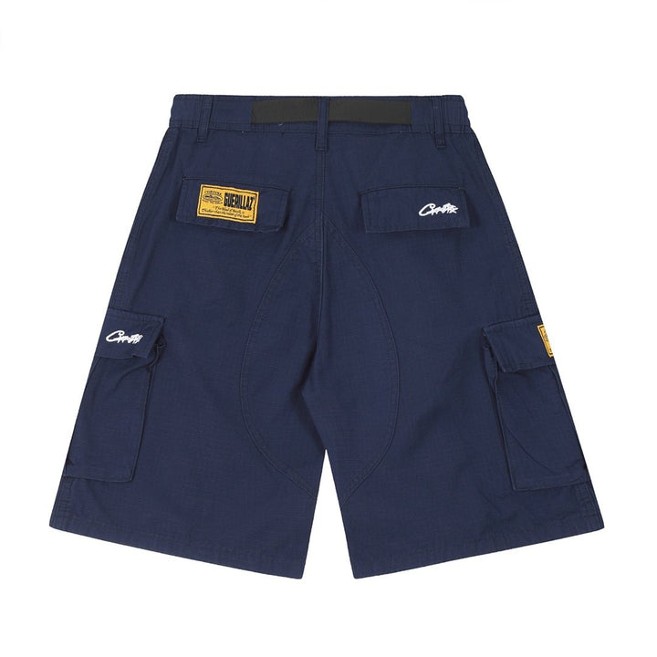 Corteiz Cargo Shorts Blau Herren Streetwear Bequeme Baumwollmischung Kurze Hose