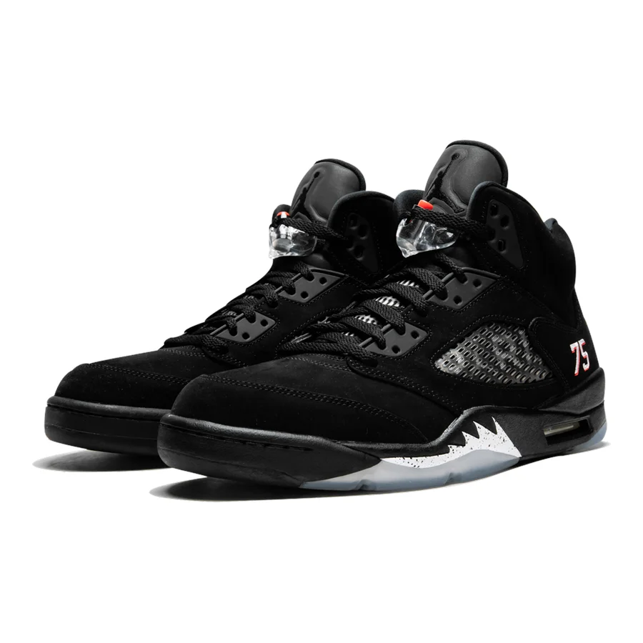 Air Jordan 5 Retro BCFC PSG Sneaker – Schwarzes Nubuk, Kultiges Design