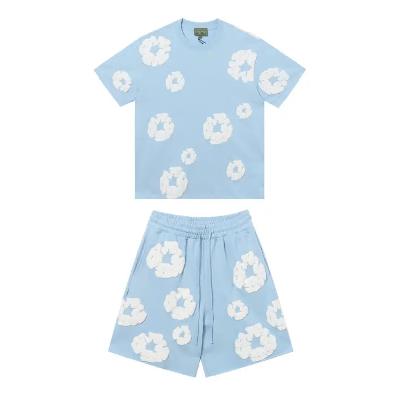 Denim Tears Himmelblaues Kurzarm-Set: Exklusiver Sommer-Style mit Komfort und Design
