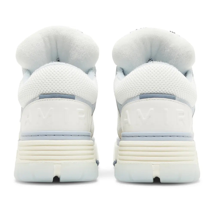 Amiri MA-1 Weiß Blau Varsity Sneaker: Leder, Chenille, Klobige Sohle