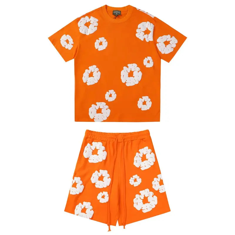 Denim Tears Oranges Baumwoll-Shorts-Set: Stylische Streetwear für Sommer-Komfort