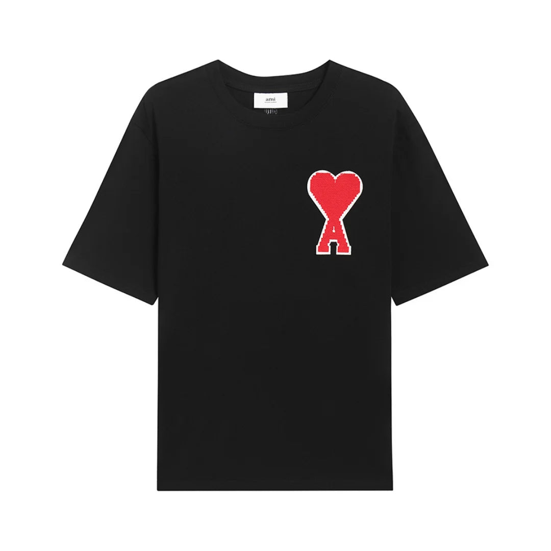 AMI Paris Herz-Logo T-Shirt - Premium Baumwolle, Bequem, Stilvoll für Unisex