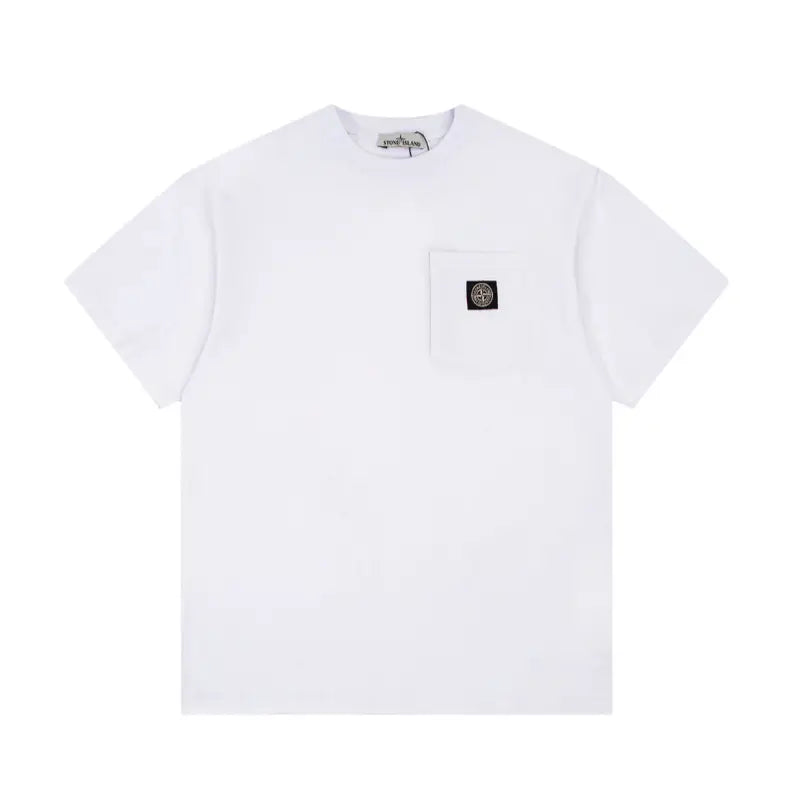 Stone Island Premium-Baumwoll-T-Shirt mit ikonischem Kompass-Patch – Urbaner Style