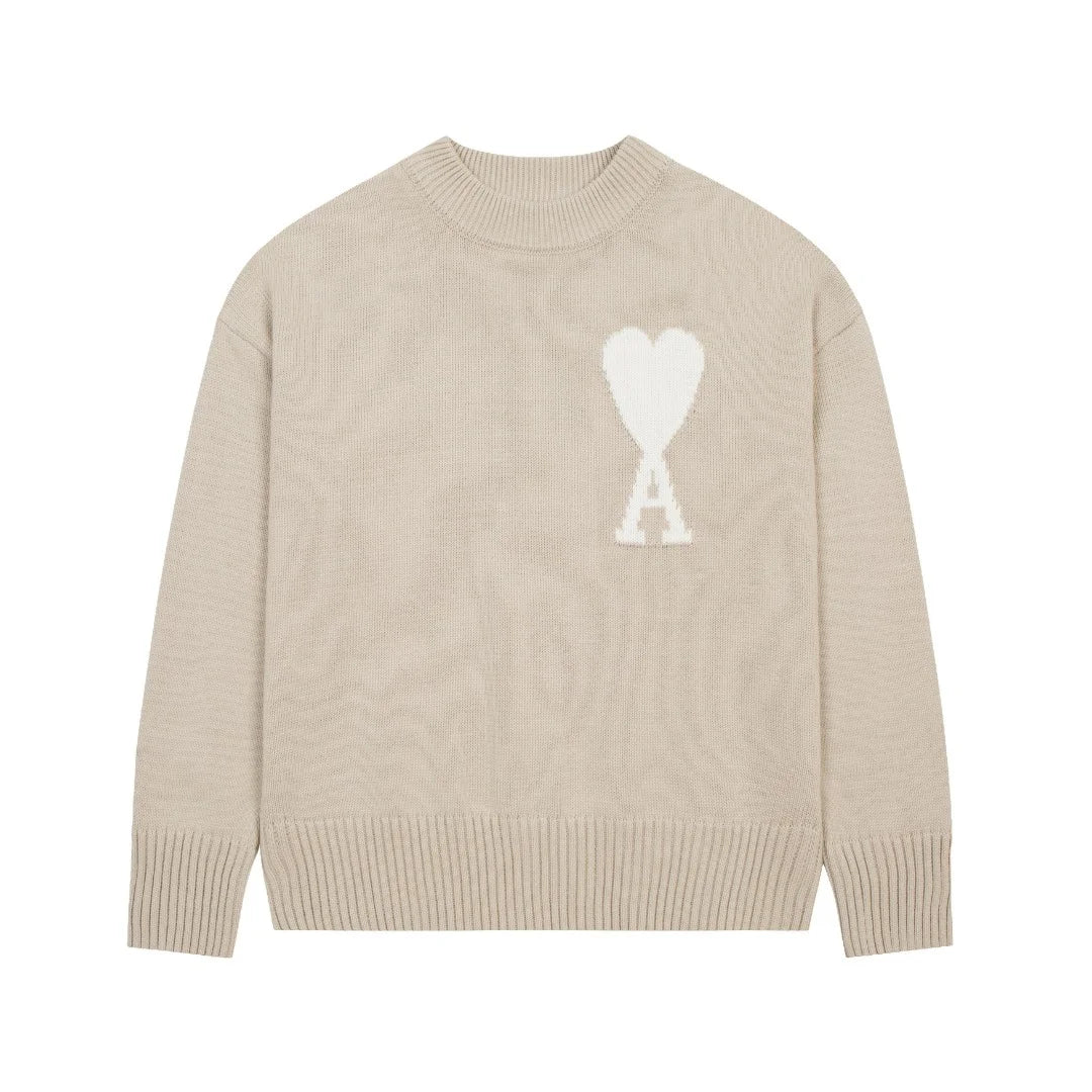 Luxuriöser AMI Paris Herz-Logo Strickpullover für Herren - Zeitloser Eleganz