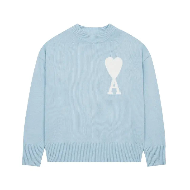 AMI Paris Unisex Merinowolle Strickpullover mit Herz-Logo – Luxuriöser Komfort und Stil