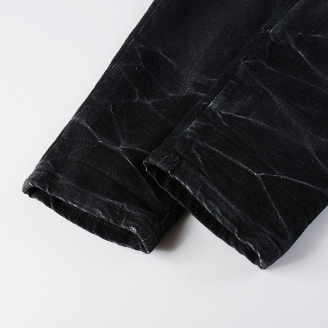 Amiri Logo Distressed Schwarze Jeans – Stylische Designer Denim für Herren