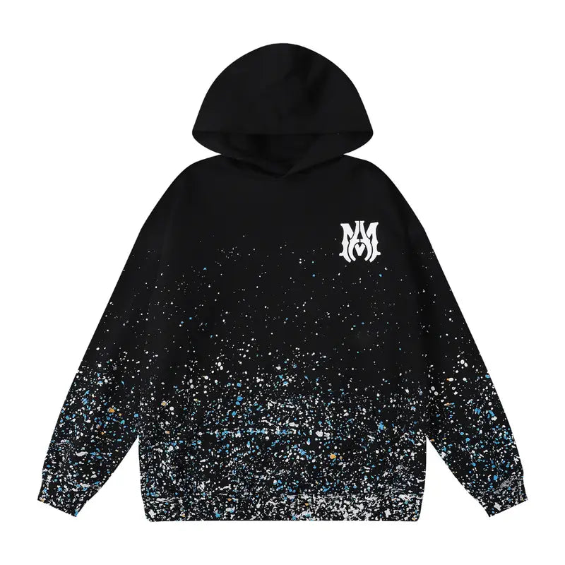 Luxuriöser Amiri Paint Splatter Kapuzenpullover: Künstlerisches Design, Premium Komfort