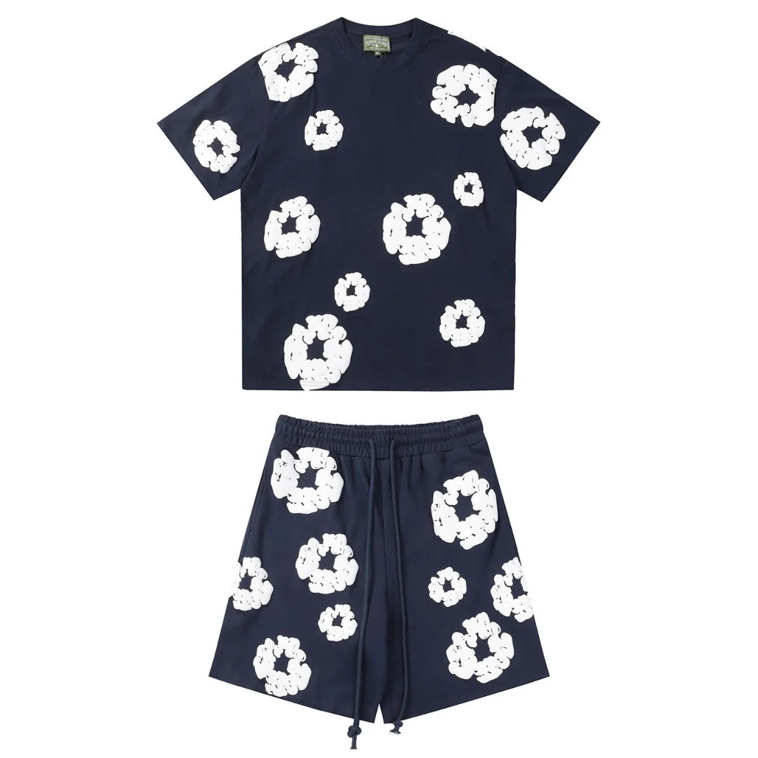 Denim Tears Marineblaues Baumwoll-Short-Set – Stilvoll, Bequem, Perfekt für den Sommer