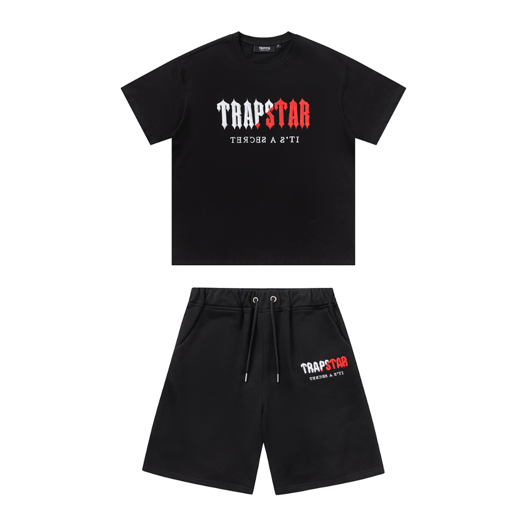 Trapstar Decoded Schwarzes Kurz-Set für Herren - Bequemes Streetwear Sommer-Outfit