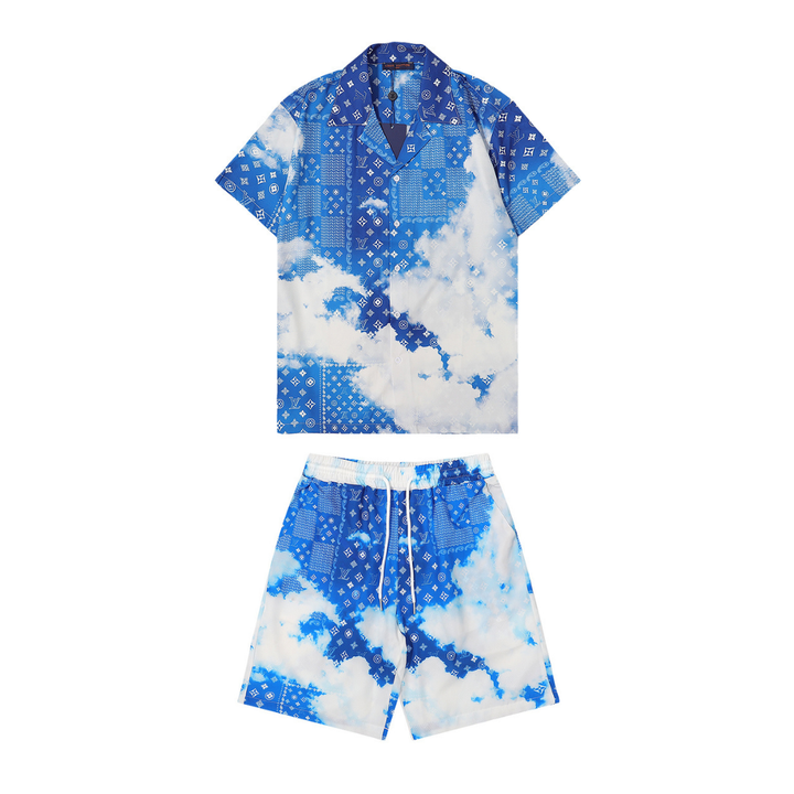 Exklusives Louis Vuitton Designer Short Set Luxuriöses T-Shirt & Shorts Freizeit Outfit