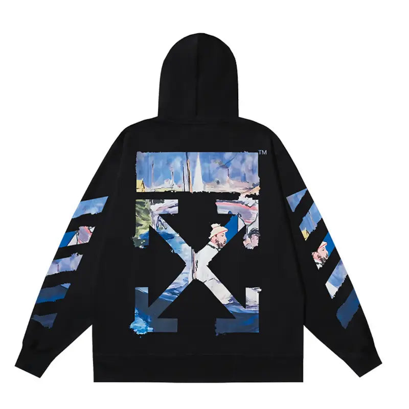 Off-White Luxus Monogramm Hoodie Schwarz Hochwertige Streetwear Unisex Design