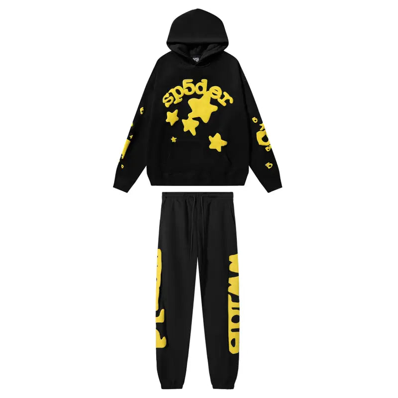 SP5DER Premium Streetwear Trainingsanzug: Bequemer Hoodie & Hose Set für Herren