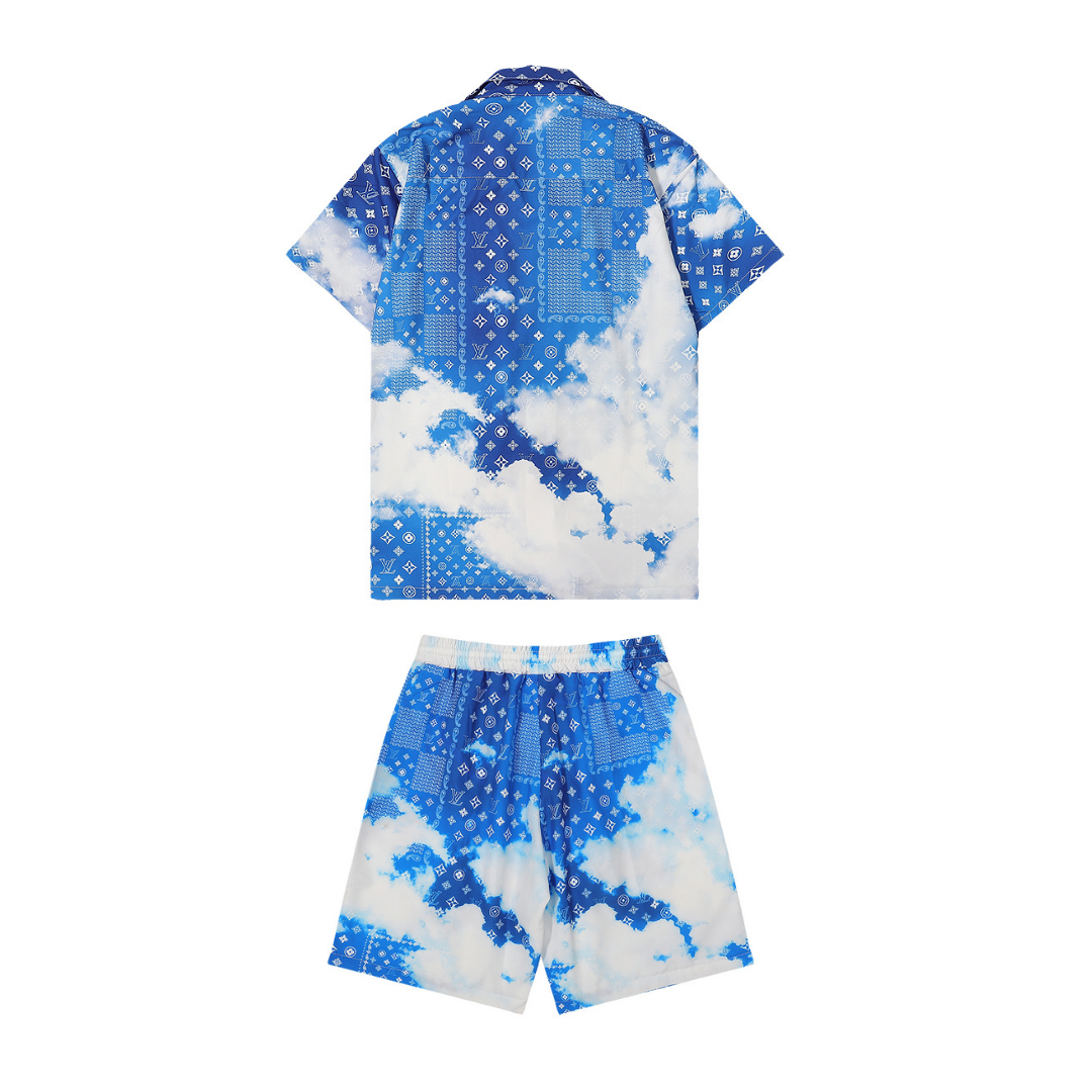 Exklusives Louis Vuitton Designer Short Set Luxuriöses T-Shirt & Shorts Freizeit Outfit