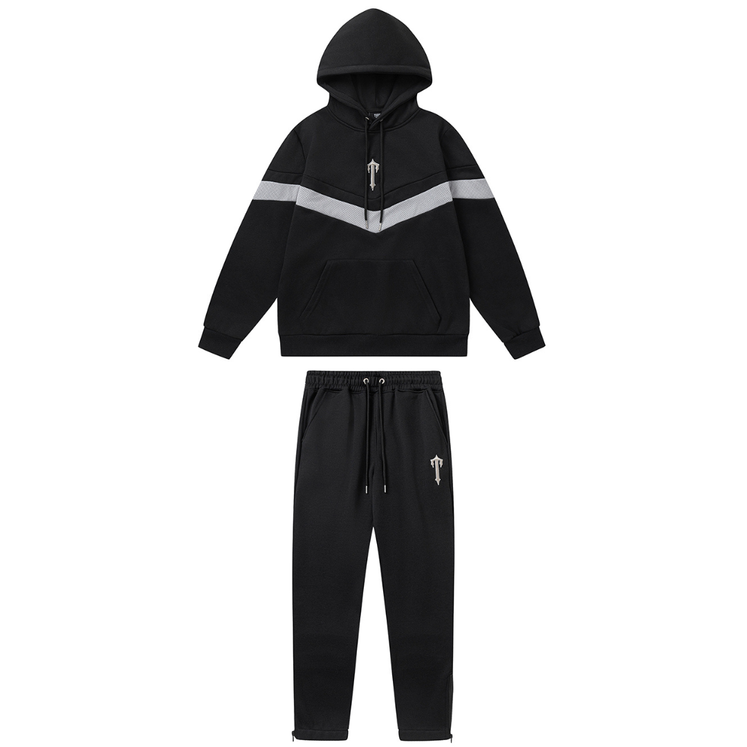 Trapstar Decoded V-Stripe Schwarzer Trainingsanzug: Stylischer Streetwear-Komfort für den Alltag