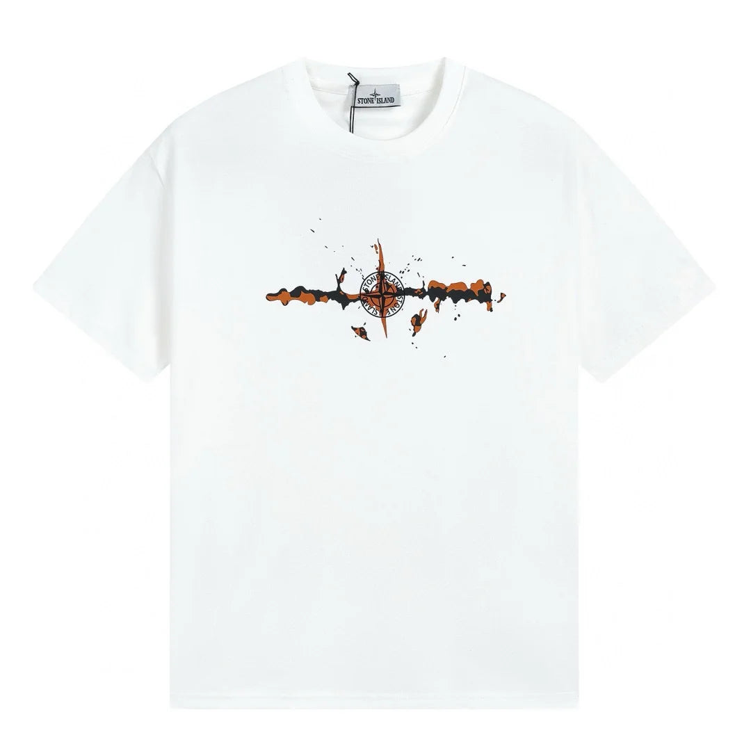 Stone Island Polychromatisches T-Shirt: Innovatives Design, Ikonisches Branding, Premium Baumwolle