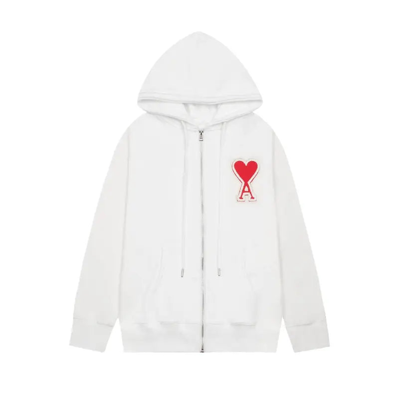 AMI Paris Unisex Jacke: Elegante Baumwoll-Sweatjacke mit Herzlogo für jeden Anlass