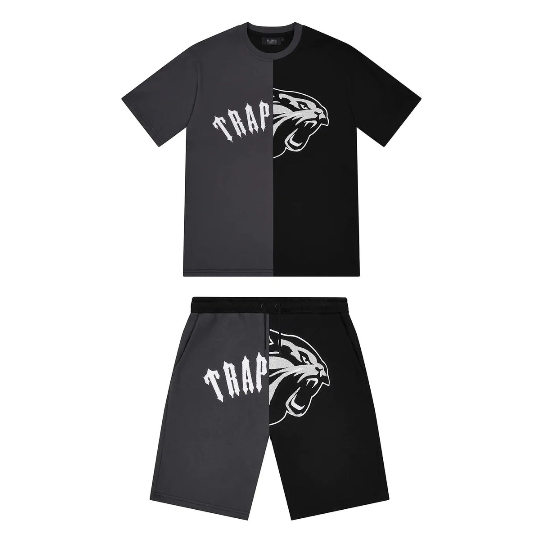 Trapstar Shooters Kurzset Schwarz Grau Herren Streetwear Gemütliche Sportswear