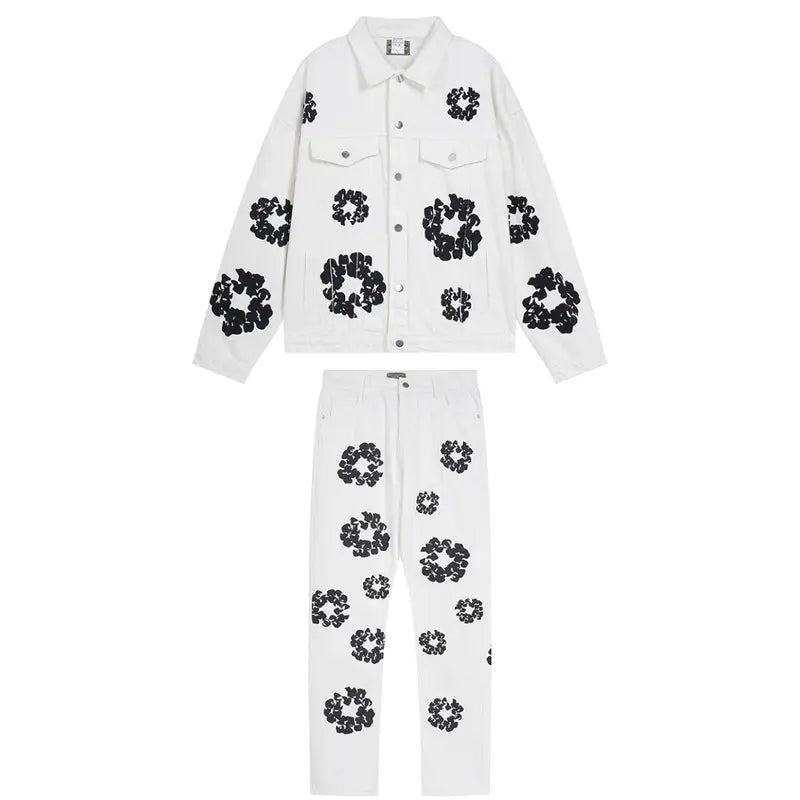 Denim Tears Weißes Baumwollkranz Set – Hochwertiger Designer Streetwear Unisex Anzug