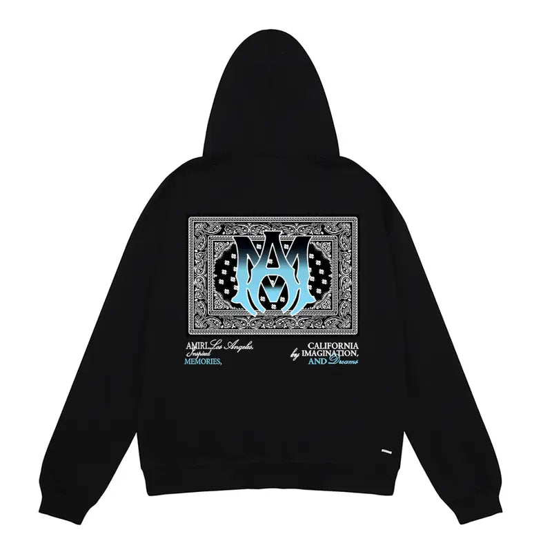 Amiri Bandana Luxus Hoodie – Stilvoller Streetwear Kapuzenpullover Schwarz Komfortabel Design