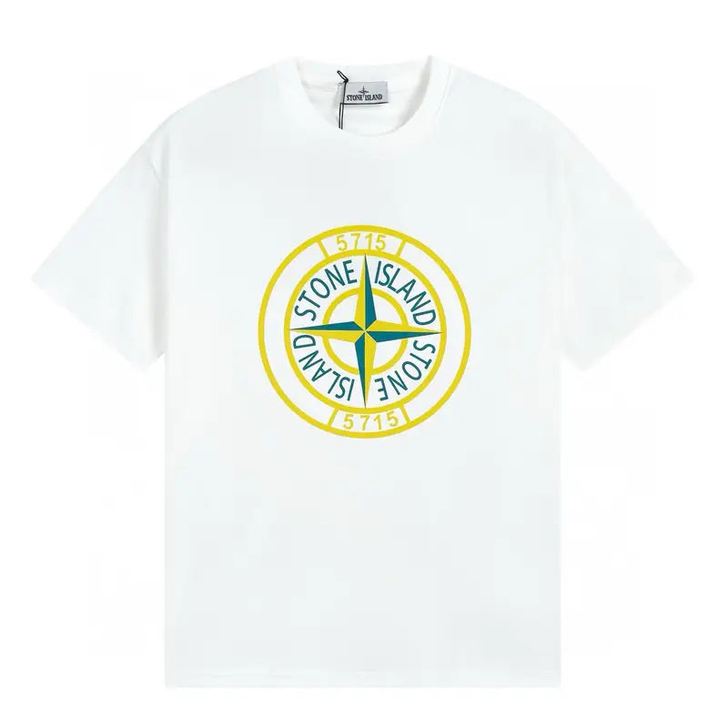 Stone Island Polychromatisches Baumwoll-T-Shirt Herren – Exklusiver Kompass-Patch Design