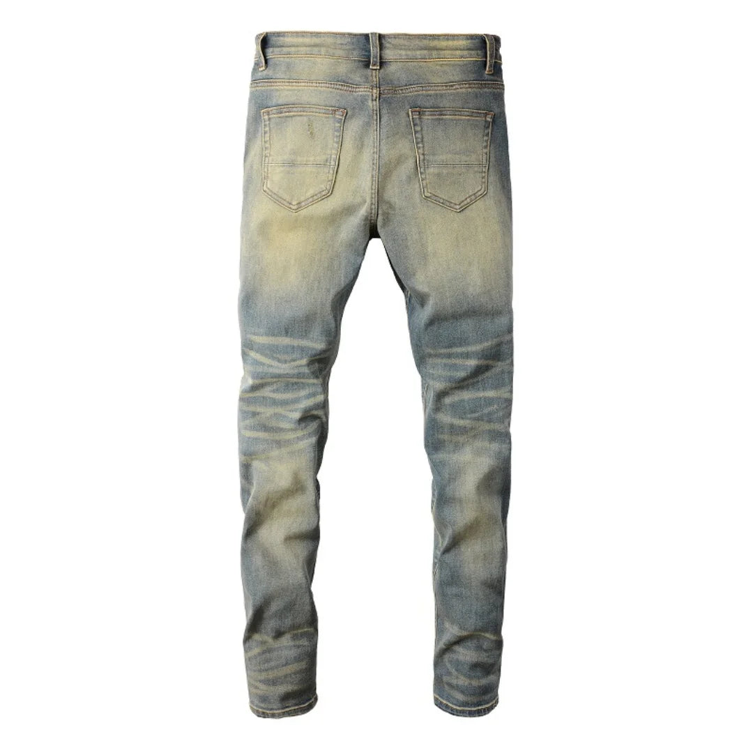 Amiri Patch-Effekt Blue Jeans: Luxuriöse Designer Denim mit Rock'n'Roll Flair